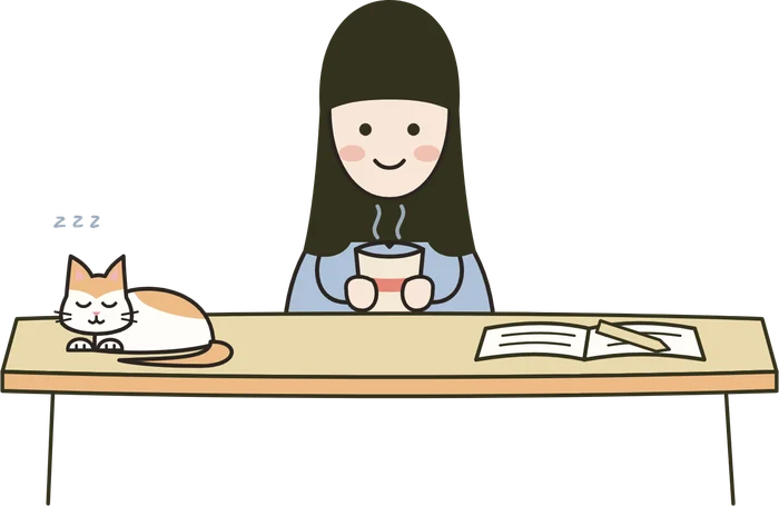 Camélia à son bureau avec Bao.